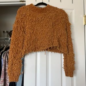Urban Outfitters Gold Chenille Cropped Sweater